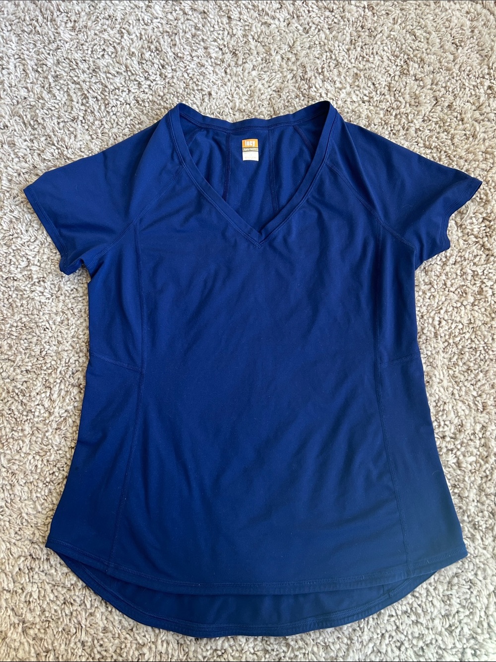 Lucy (lucytech) short sleeve activewear top size L Blue EUC